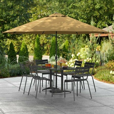 LANCASTER TABLE & SEATING 11' Mocha Crank Lift Steel Umbrella 164UMBSS11CM